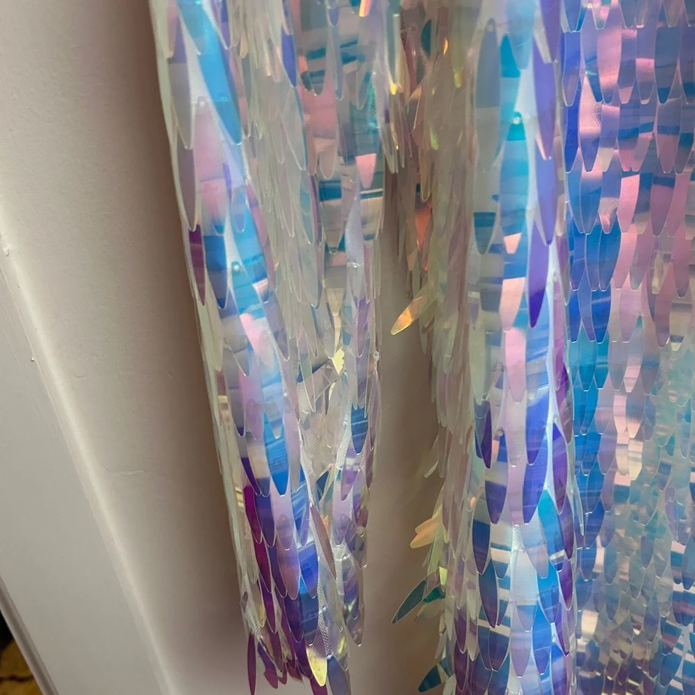 Iridescent Sequin Fringe Party Mini Body Con Dress M - Picture 3 of 16